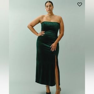 Reformation velvet emerald green midi dress xs